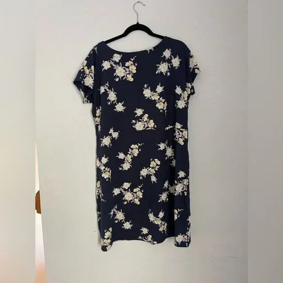 J Jill Navy Floral Dress with pockets Large - Picture 6 of 10